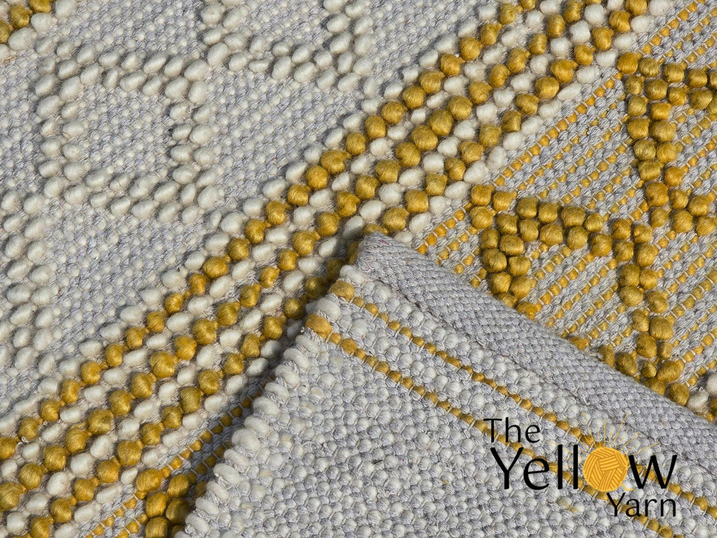 Handwoven Chunky Wool Jute Rug in Ivory & Mustard – Cozy Boho Decor Area Rug for Living Room, Bedroom, Hallway – Custom Sizes Available