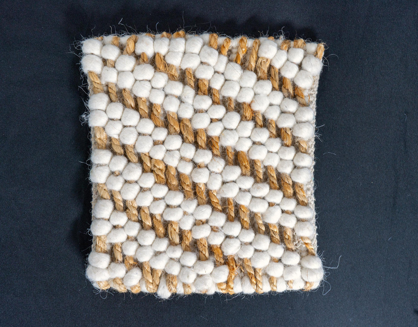 Custom Wool Jute Rug - Handwoven Diagonal Stripe Design - Boho-Chic Rustic Rug - Eco-Friendly Off-White & Golden Jute Area Rug in All Sizes