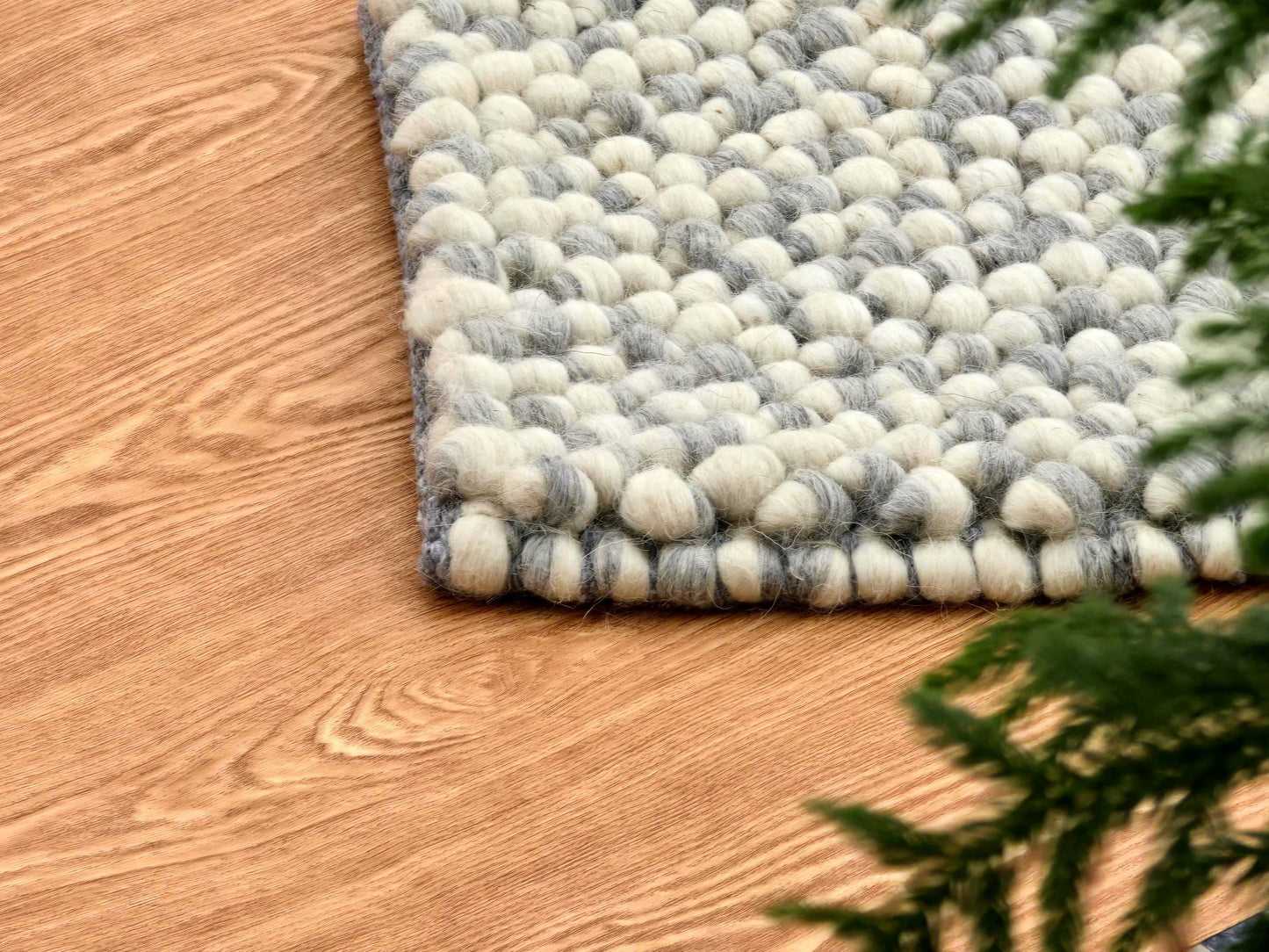 Custom Chunky Wool Gray Rug โ Handwoven Neutral Gray and Off-White Area Rug โ Modern Rustic Rug for Living Room, Bedroom, and Entryway