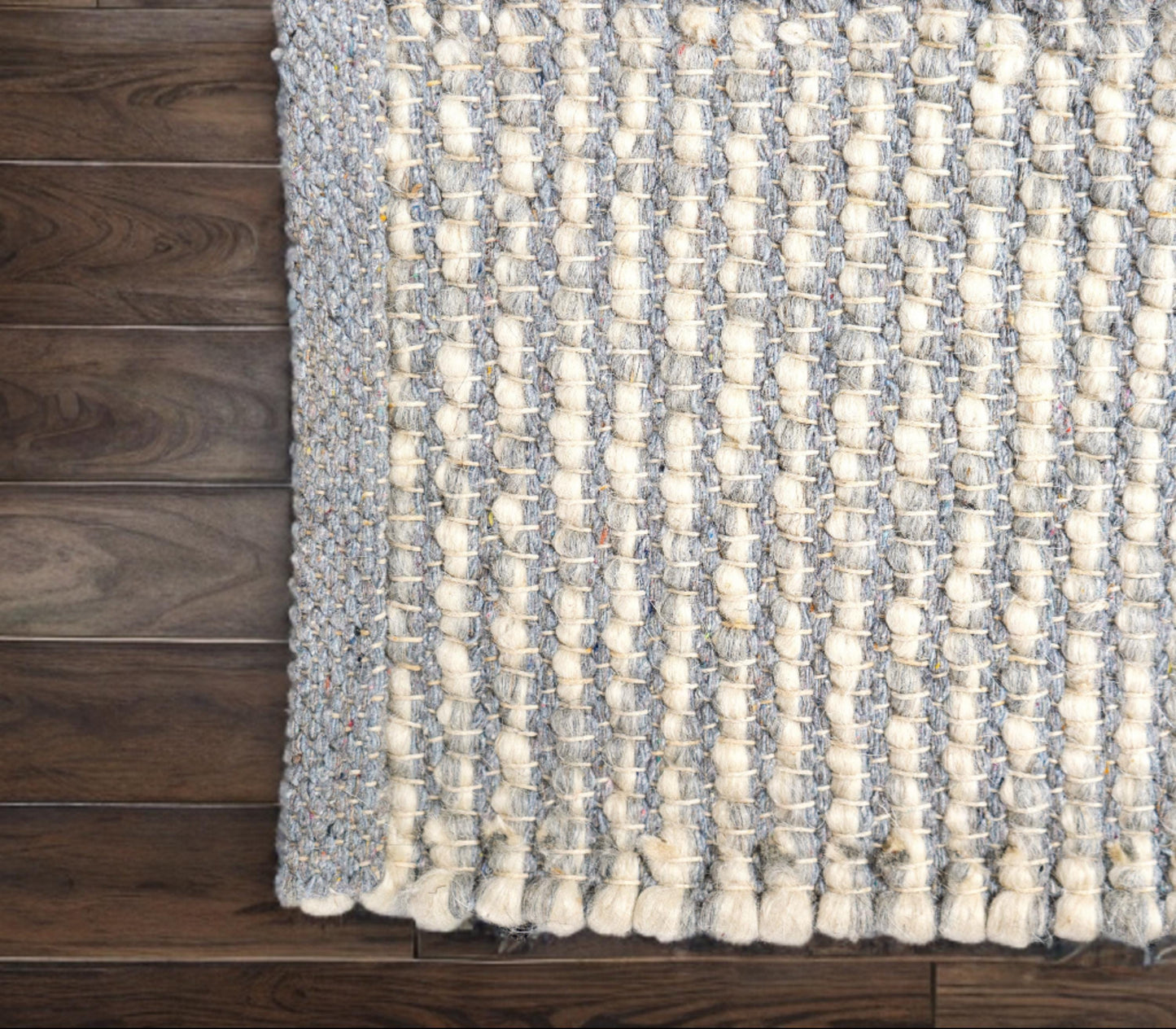 Custom Chunky Wool Gray Rug โ Handwoven Neutral Gray and Off-White Area Rug โ Modern Rustic Rug for Living Room, Bedroom, and Entryway