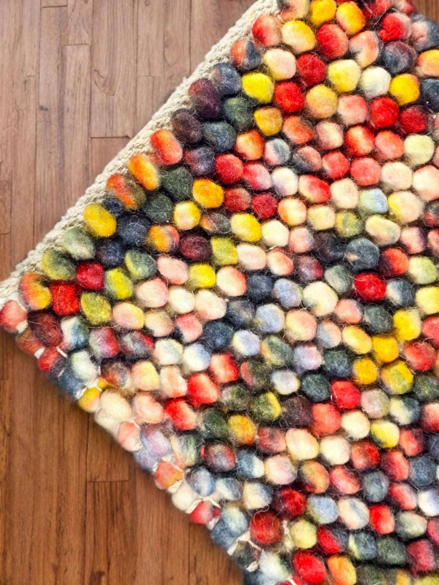 Chunky Multi color Loop Rug – Handcrafted New Zealand Wool Rug, Vibrant Eco-Friendly Area Rug, Custom Sizes Available