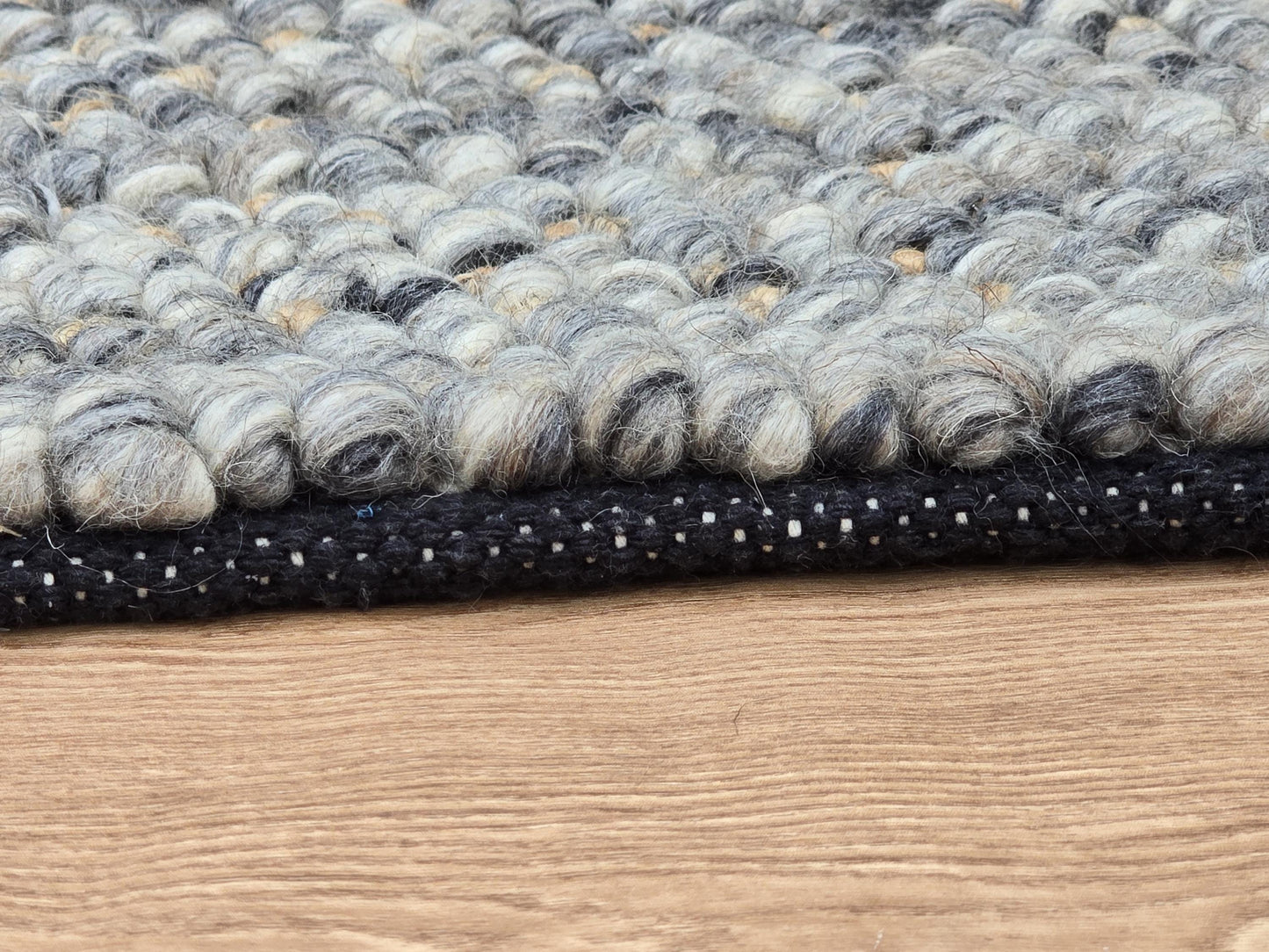 Handwoven Chunky Loop Wool Wool and Jute Area Rug- Grey & Beige New Zealand Wool, Eco-Friendly, Custom Sizes, Boho and Modern Decor