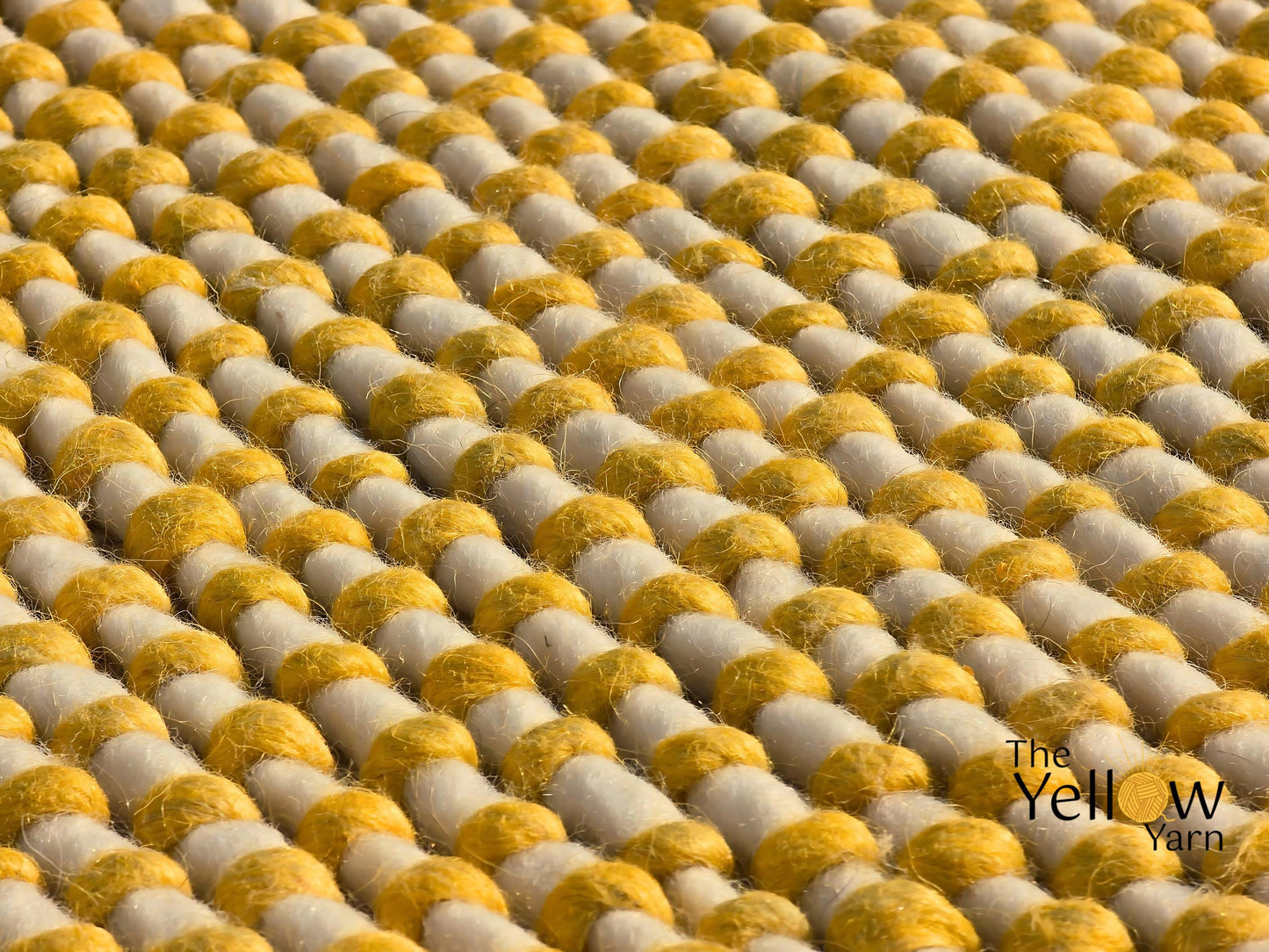 Custom Yellow & Ivory Wool Rug – Handwoven Loop Texture | 100% New Zealand Wool | Boho Modern Area Rug | Made in India