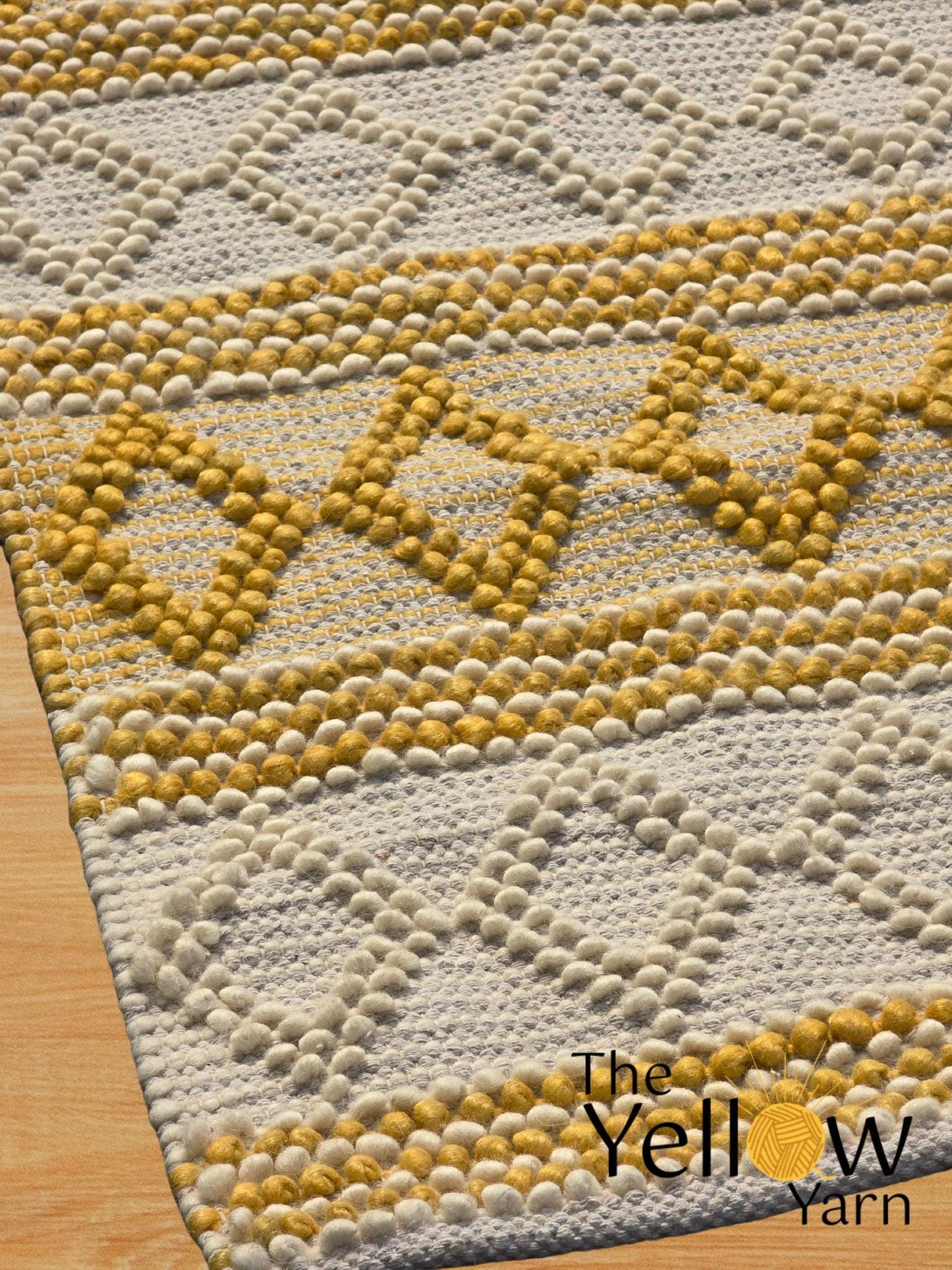 Handwoven Chunky Wool Jute Rug in Ivory & Mustard – Cozy Boho Decor Area Rug for Living Room, Bedroom, Hallway – Custom Sizes Available