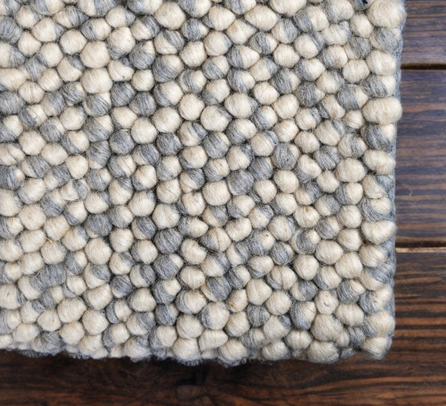 Custom Chunky Wool Gray Rug โ Handwoven Neutral Gray and Off-White Area Rug โ Modern Rustic Rug for Living Room, Bedroom, and Entryway