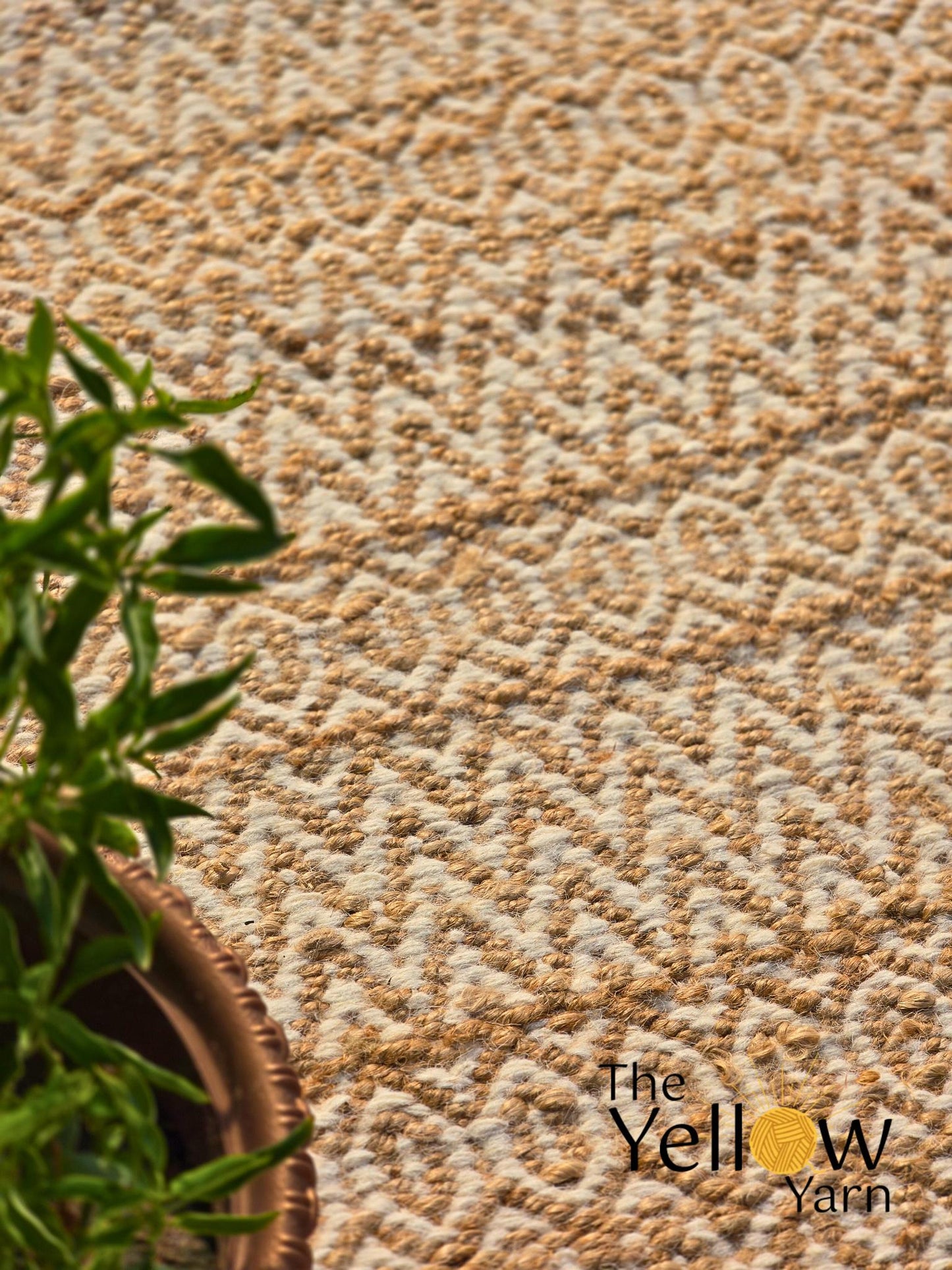 Handwoven Wool Jute Rug – Custom Boho Area Rug for Living Room – Natural Fiber Carpet – Rustic Handmade Floor Decor – Eco Friendly