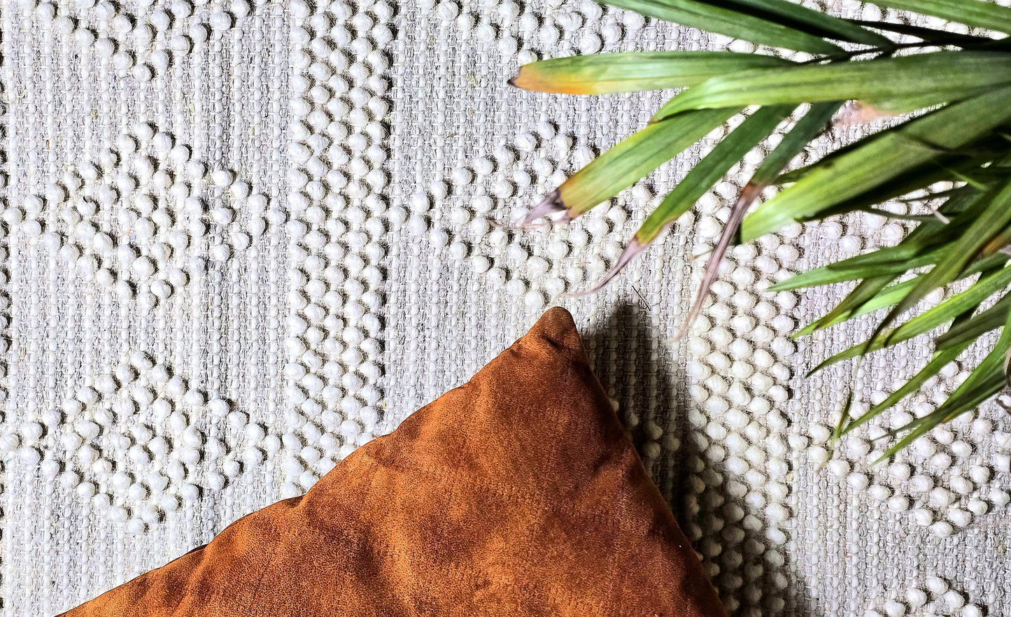Handwoven Ivory Cotton Rug – Textured Diamond Pattern – Minimalist Luxury Home Decor