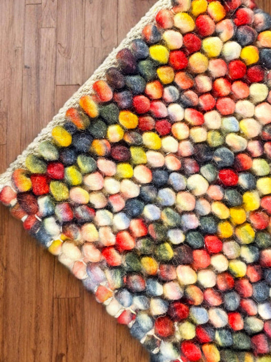 Chunky Multi color Loop Rug – Handcrafted New Zealand Wool Rug, Vibrant Eco-Friendly Area Rug, Custom Sizes Available