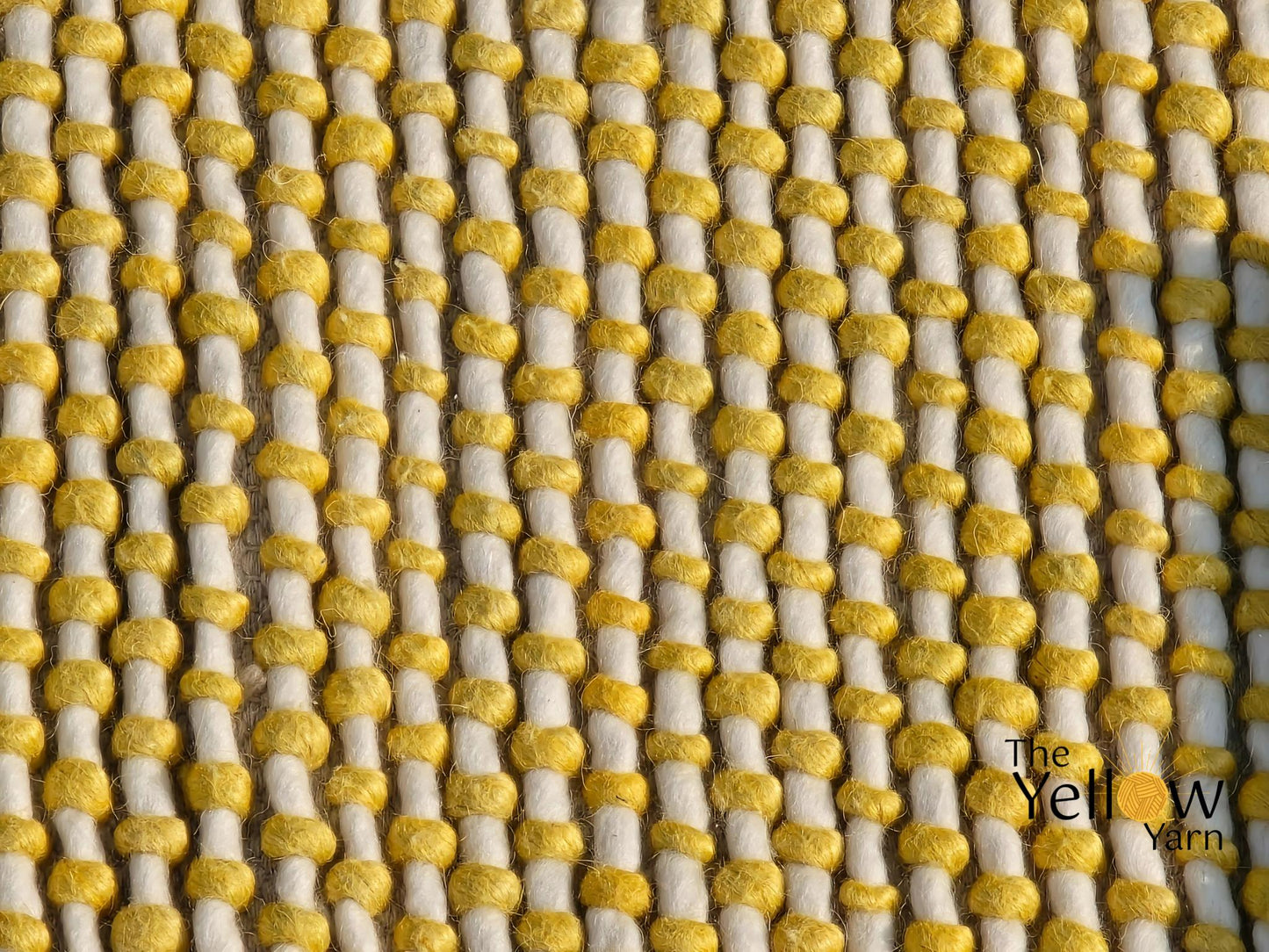 Custom Yellow & Ivory Wool Rug – Handwoven Loop Texture | 100% New Zealand Wool | Boho Modern Area Rug | Made in India