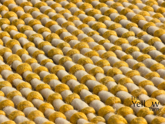 Custom Yellow & Ivory Wool Rug – Handwoven Loop Texture | 100% New Zealand Wool | Boho Modern Area Rug | Made in India