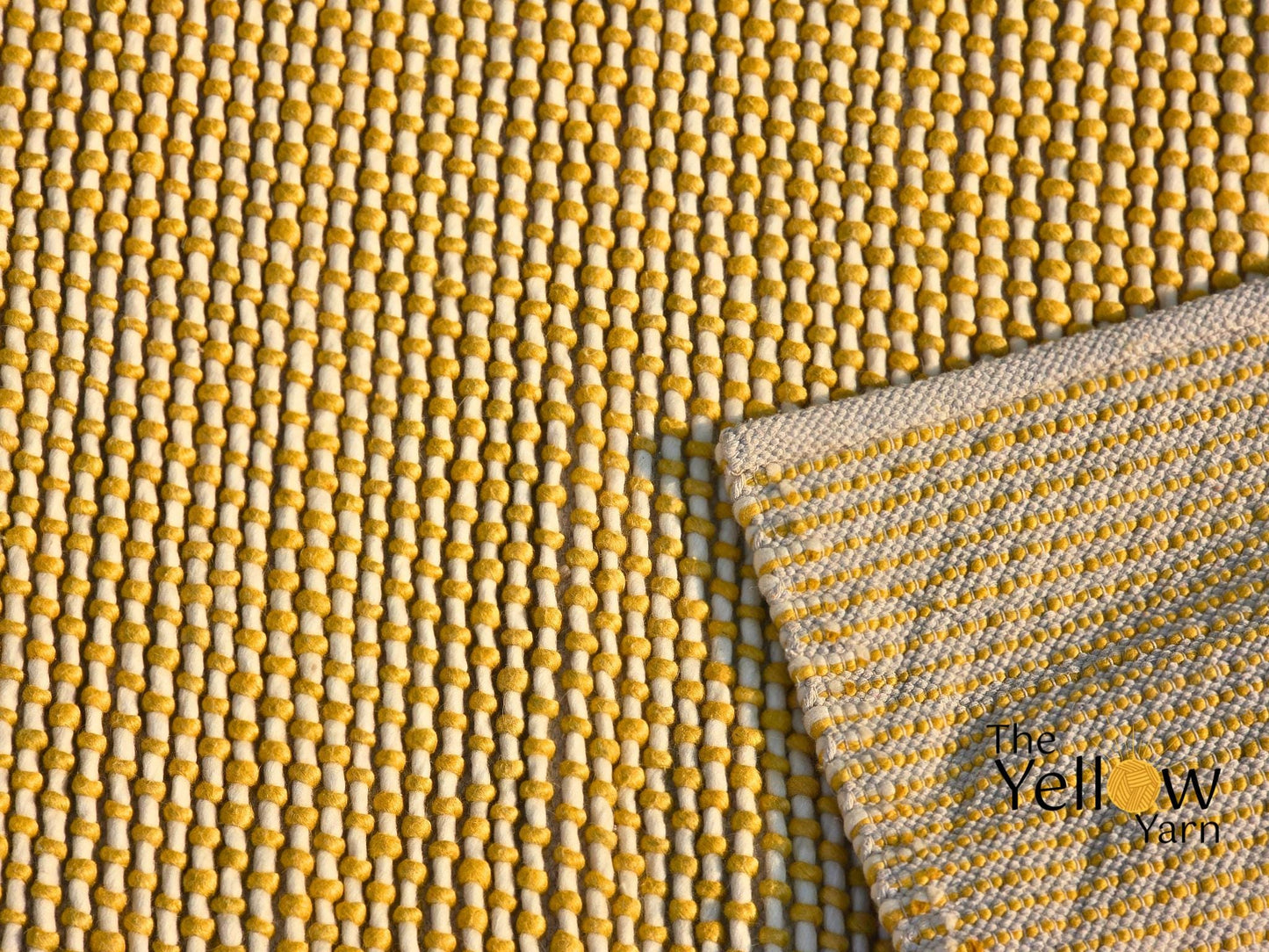 Custom Yellow & Ivory Wool Rug – Handwoven Loop Texture | 100% New Zealand Wool | Boho Modern Area Rug | Made in India