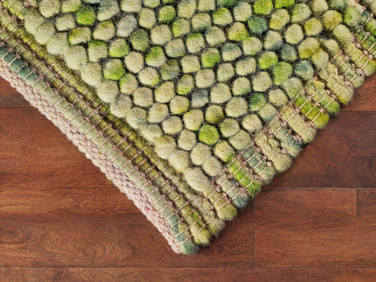 Custom Chunky Green Wool Rug – Handwoven Nature-Inspired Loop Rug – Eco-Friendly Area Rugs in All Sizes