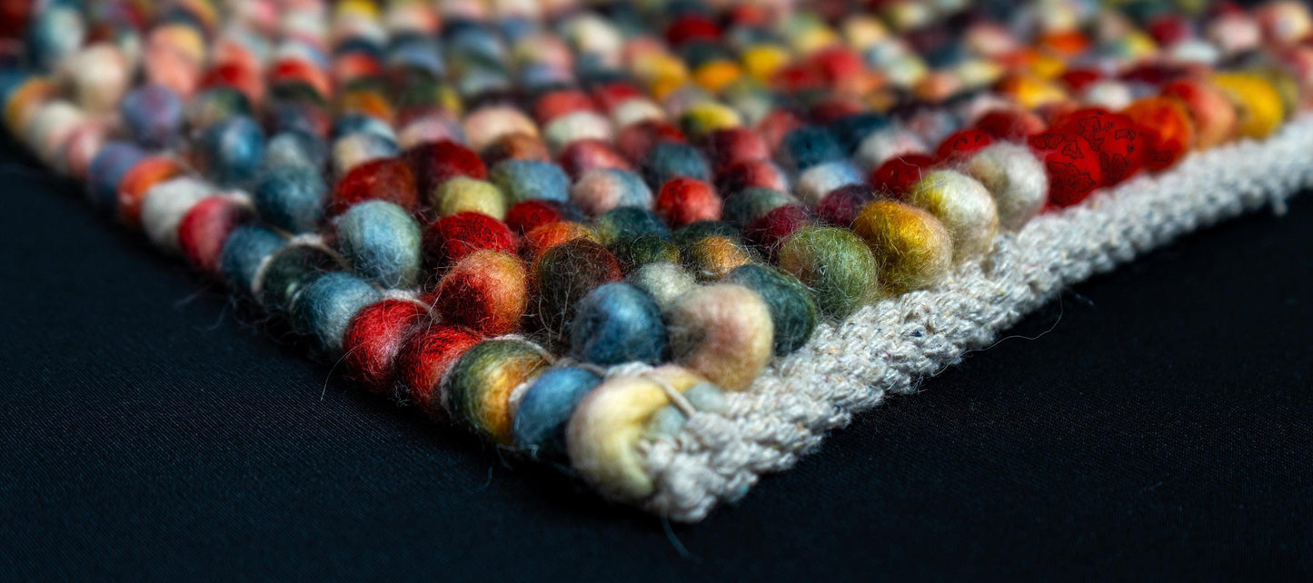 Chunky Multi color Loop Rug – Handcrafted New Zealand Wool Rug, Vibrant Eco-Friendly Area Rug, Custom Sizes Available
