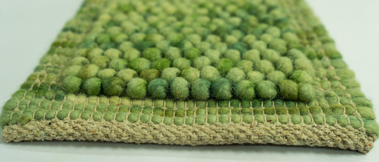 Custom Chunky Green Wool Rug – Handwoven Nature-Inspired Loop Rug – Eco-Friendly Area Rugs in All Sizes